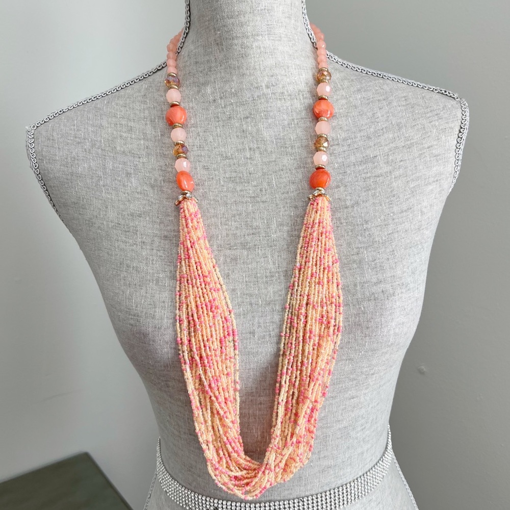 Long Beaded Statement Necklace